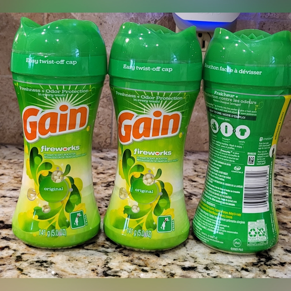 3 Pack .Gain Fireworks In-Wash Scent Booster Beads, Original, 5 oz